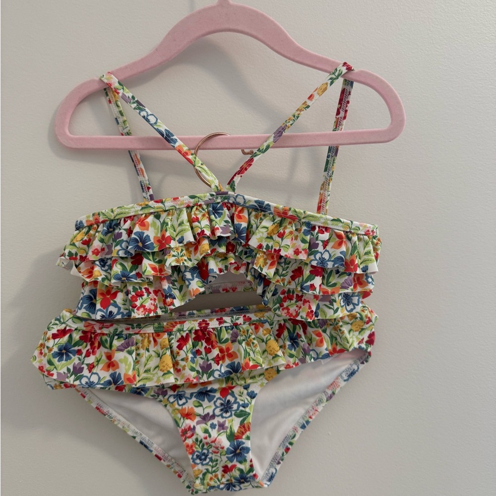 5T Janie and Jack White Floral Print Swim Bottoms